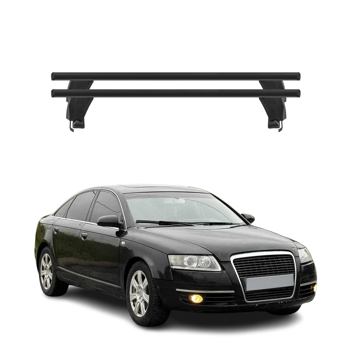 Menabo Dachträger Grundtäger für Audi A6 C6 Limo 2004-2011 50kg Alu Schwarz 2x