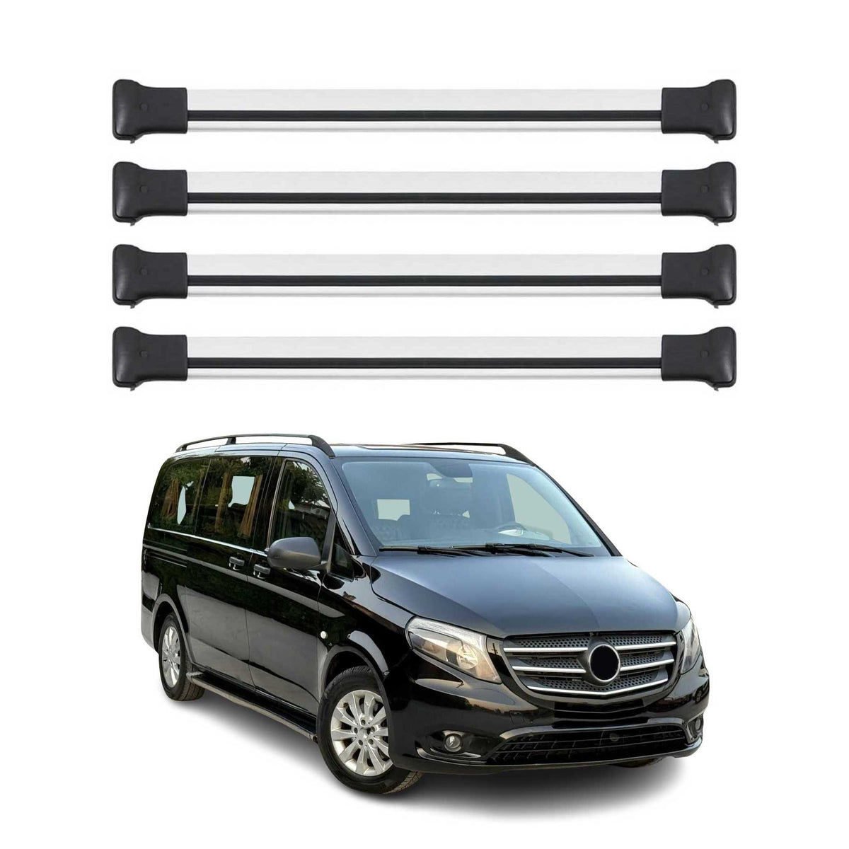 Dachträger Gepäckträger für Mercedes Vito Klasse W447 Relingträger Alu Silber 4x