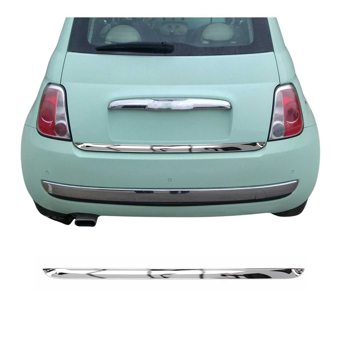 Kofferraumleiste Heckklappe Leiste für Fiat 500 2007-2015 Edelstahl Chrom 1tlg