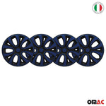 4x Radkappen Radzier Radblenden für 15" Zoll Stahlfelgen Schwarz Dunkel Blau
