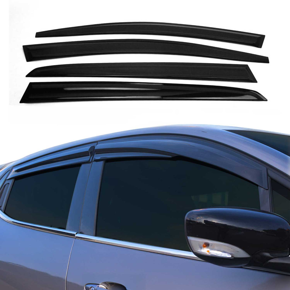 4x Windabweiser Regenabweiser für VW Golf Mk6 2008-2013 Acryl Dunkel
