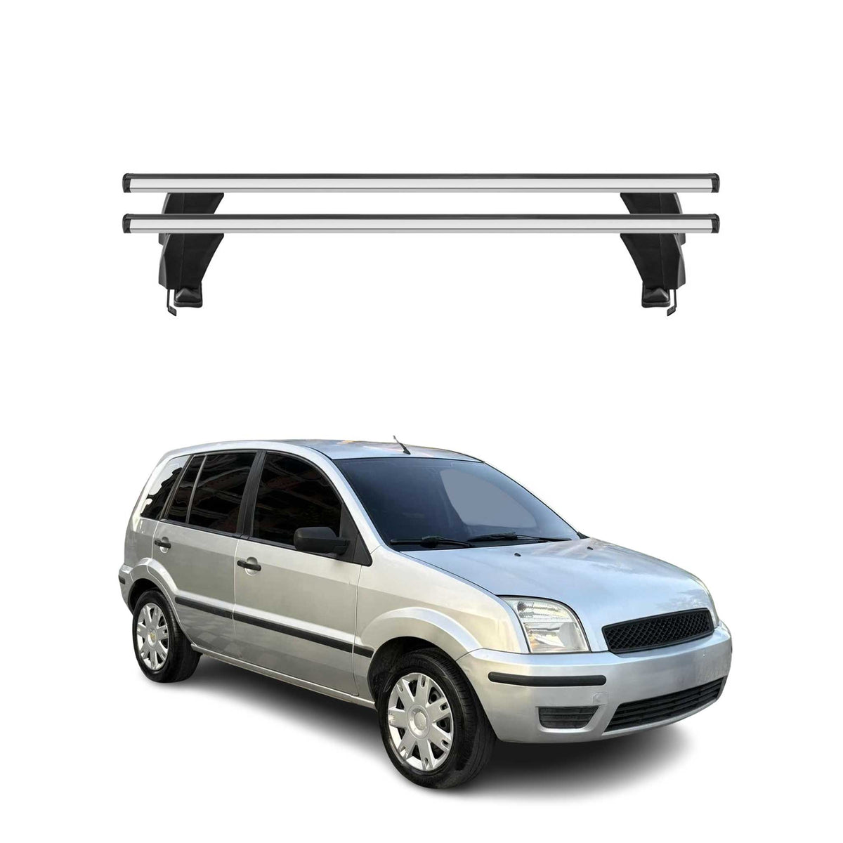 Menabo Dachträger Grundtäger für Ford Fusion 2002-2012 50kg Alu Silber 2 tlg