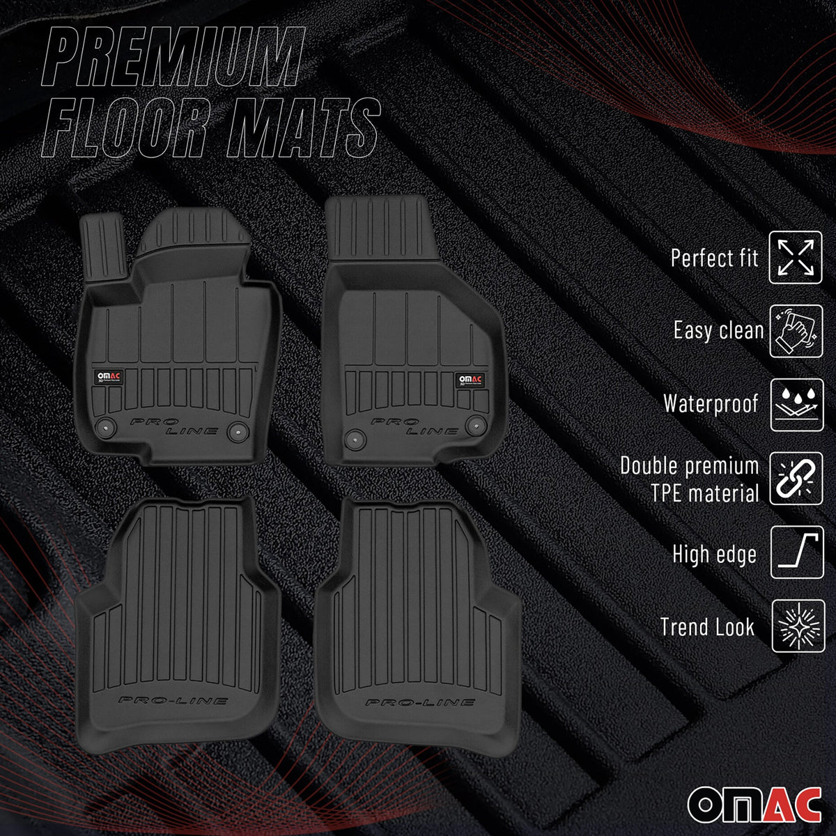 OMAC Gummi Fußmatten für Skoda Superb 2008-2015 Premium TPE Automatten 4tlg