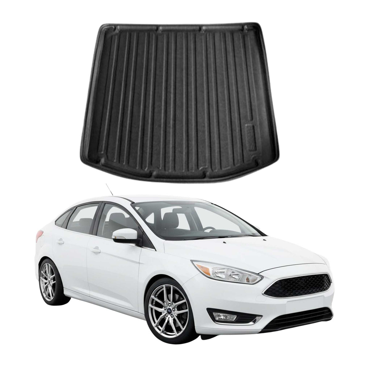 Kofferraumwanne Laderaumwanne für Ford Focus 2011-2018 Stufenheck Gummi TPE