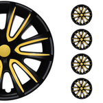 4x Radblenden Radkappen Radzierblende für 16" Zoll Stahlfelgen Matt Schwarz Gelb