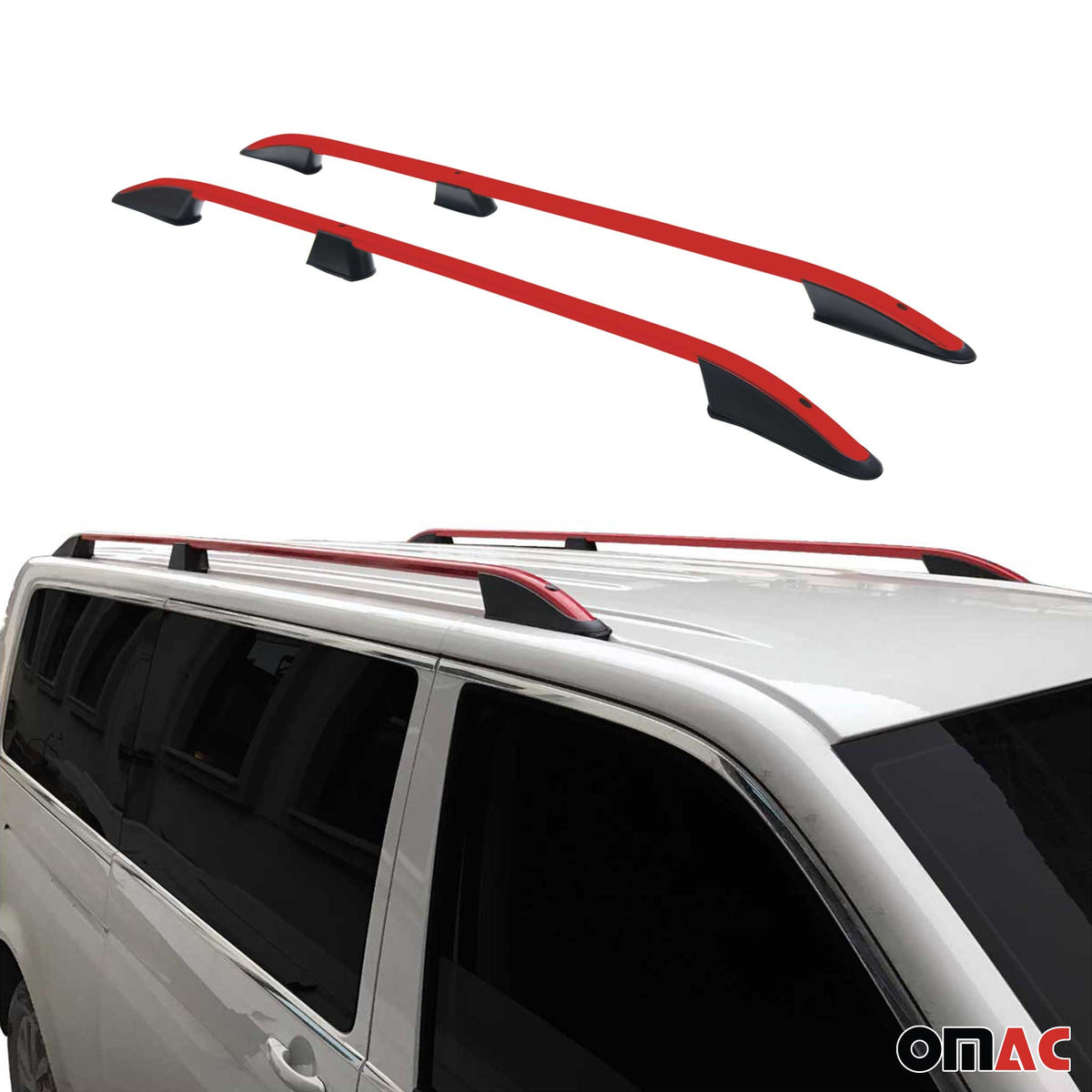 Dachreling für VW T5 T6 Transporter Multivan Caravelle 2003-24 L2 Langer Alu Rot