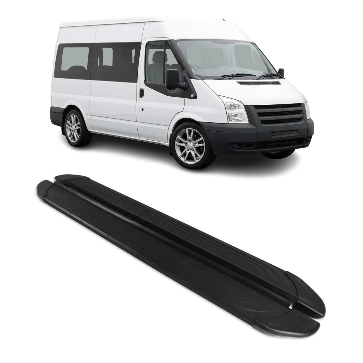 Trittbretter Seitenschweller für Ford Transit 2006-2014 L2 Aluminium Schwarz 2x