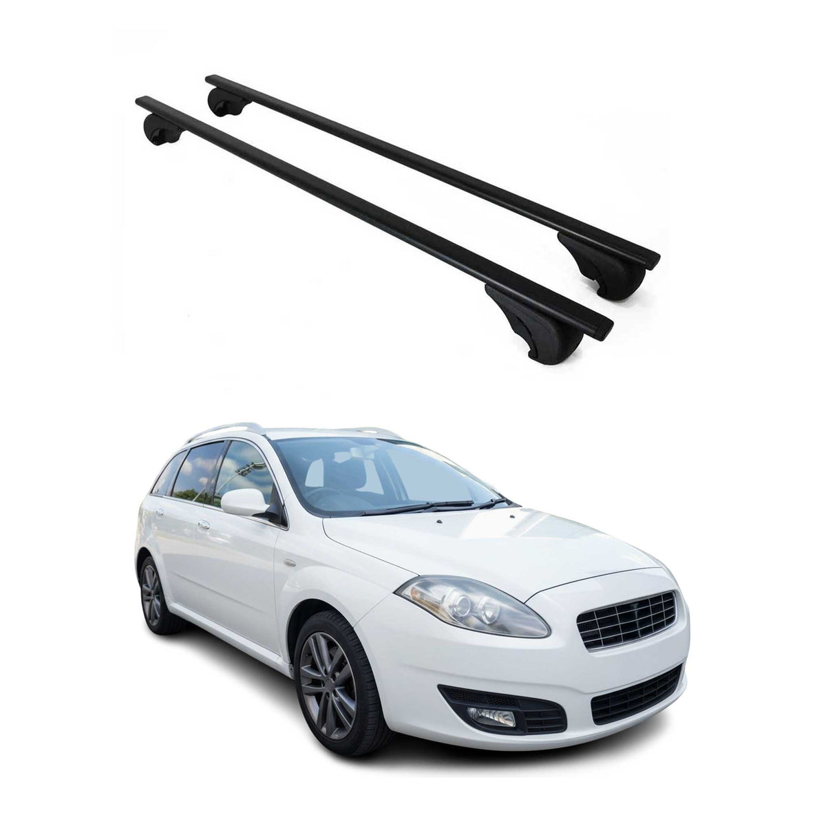 Dachträger Grundträger für Fiat Croma Kombi 2005-2010 75kg Stahl Schwarz 2 tlg