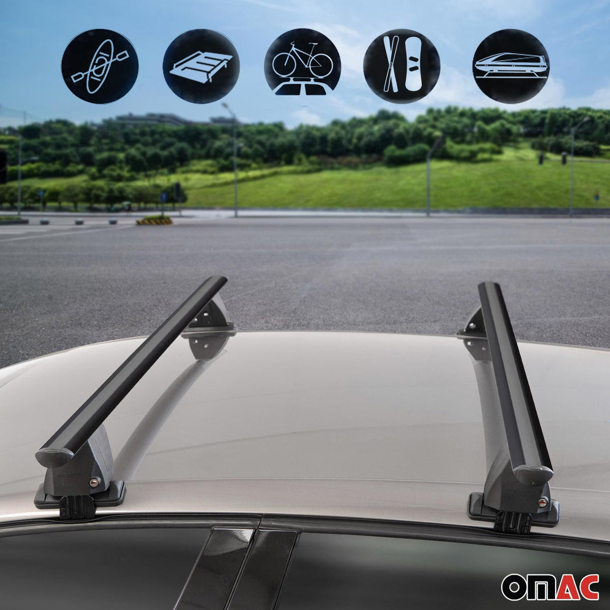Menabo Dachträger für Toyota Tundra Double Cab mk2 2014-2021 FL 50kg Alu Schwarz