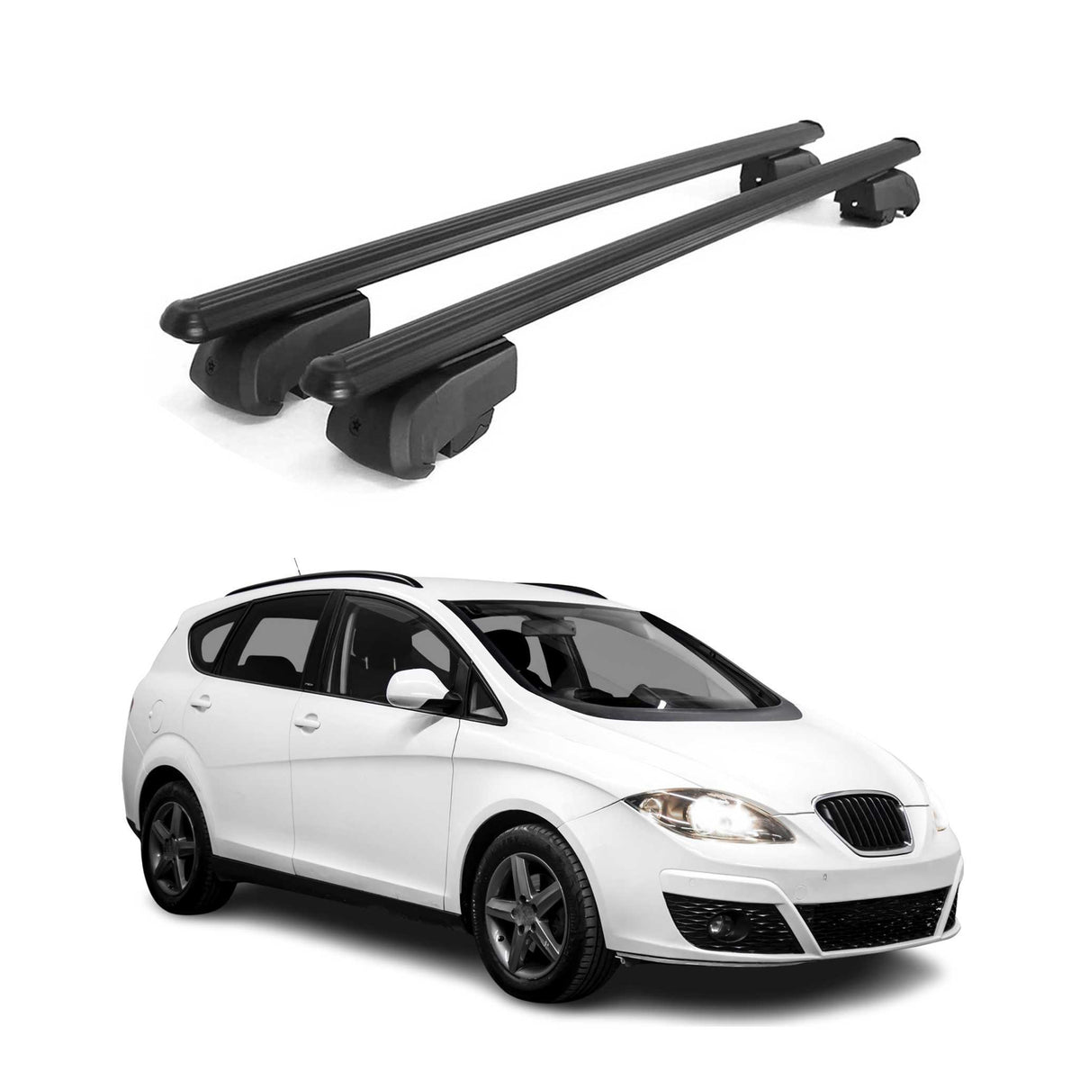 Dachträger Gepäckträger für Seat Altea XL 2006-2015 ABE Aluminium Schwarz 2x