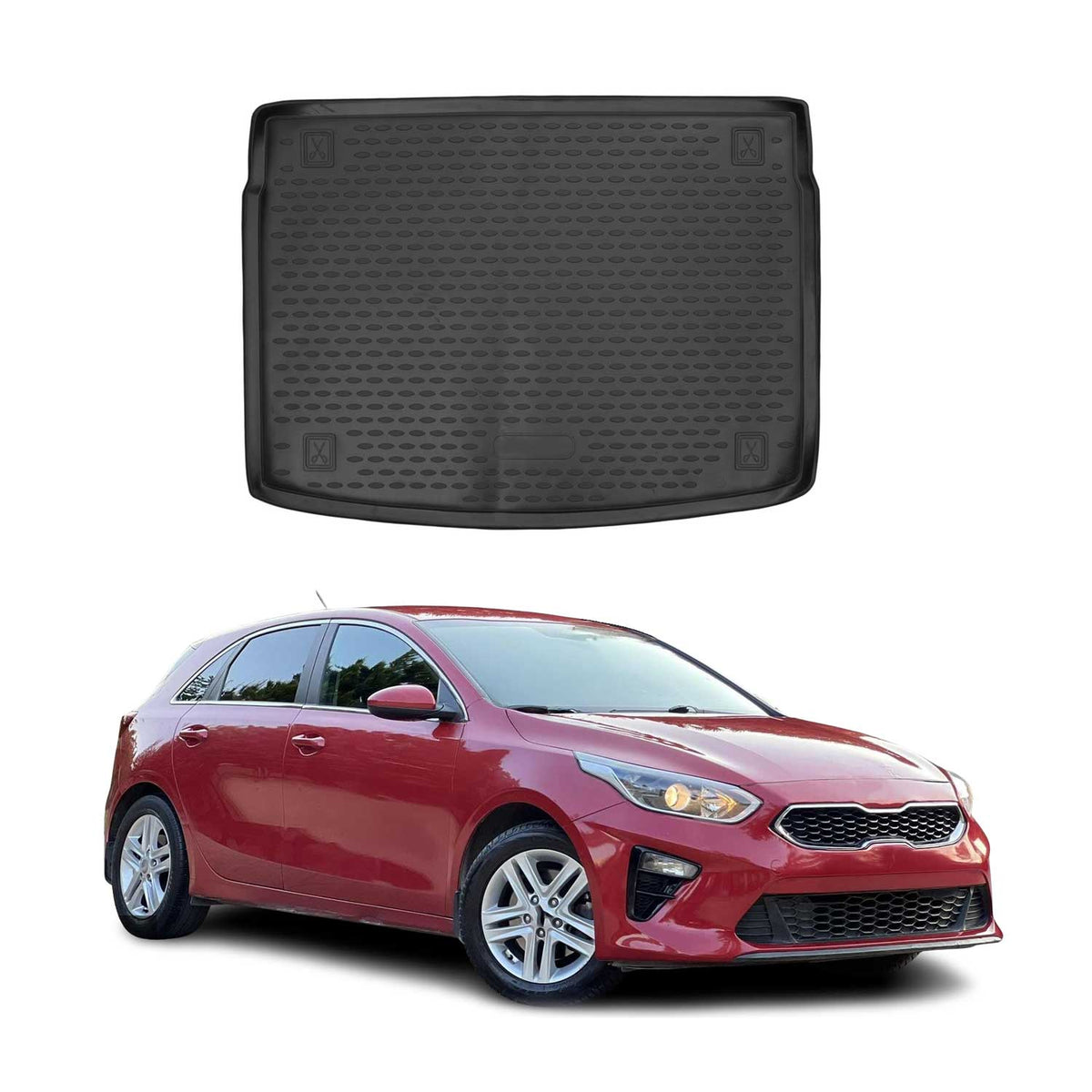 Kofferraummatte Kofferraumwanne für Kia Ceed 2018-2021 Gummi TPE Schwarz