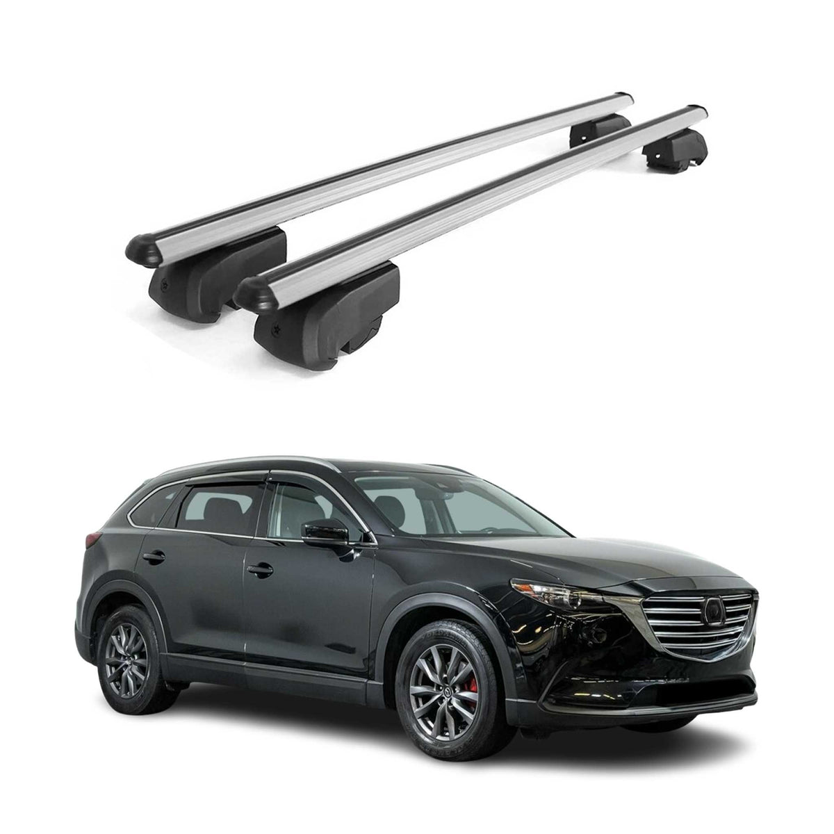 Dachträger Gepäckträger für Mazda CX-9 2016-2023 Querträger ABE Alu Silber