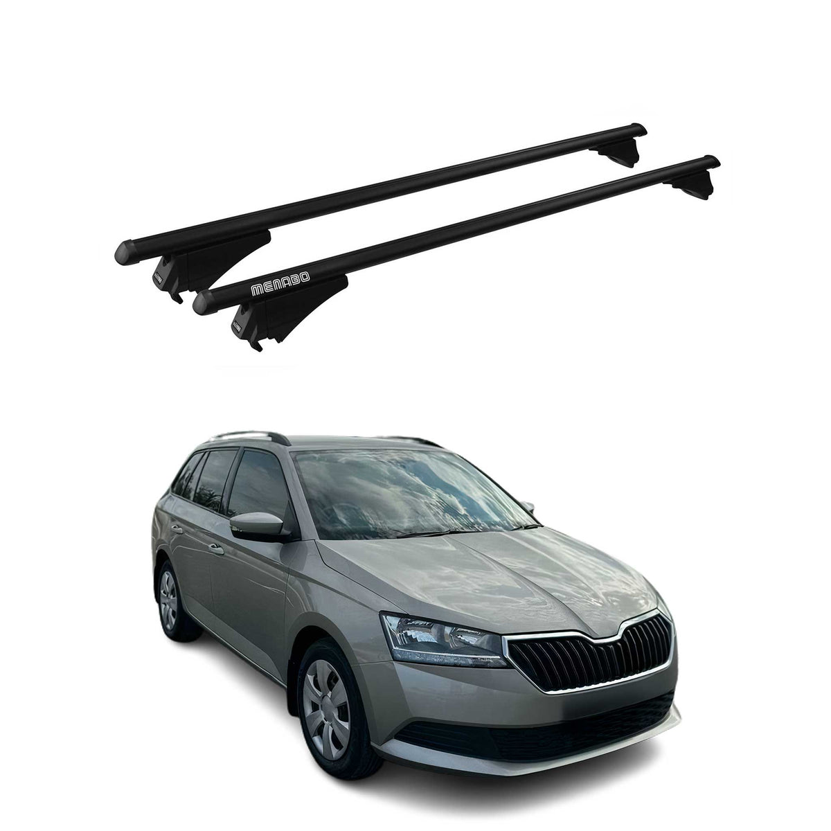 Menabo Dachträger Grundtäger für Skoda Fabia 2014-2021 75kg Alu Schwarz 2 tlg