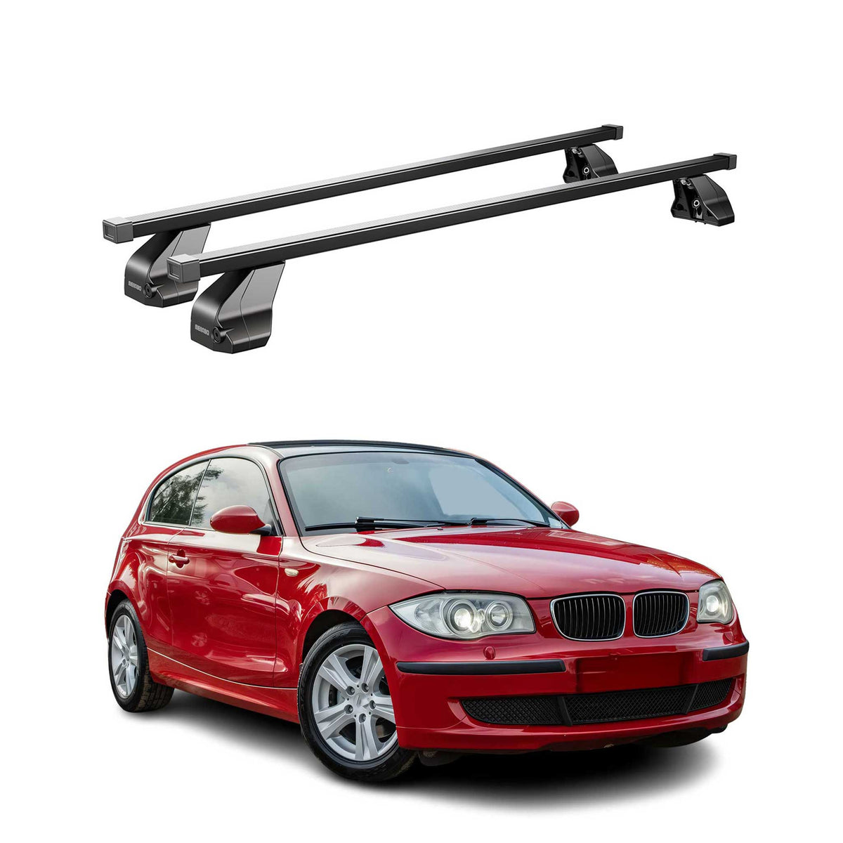 Menabo Dachträger für BMW 1er E87 E81 2004-2011 75kg Schwarz Stahl 2x