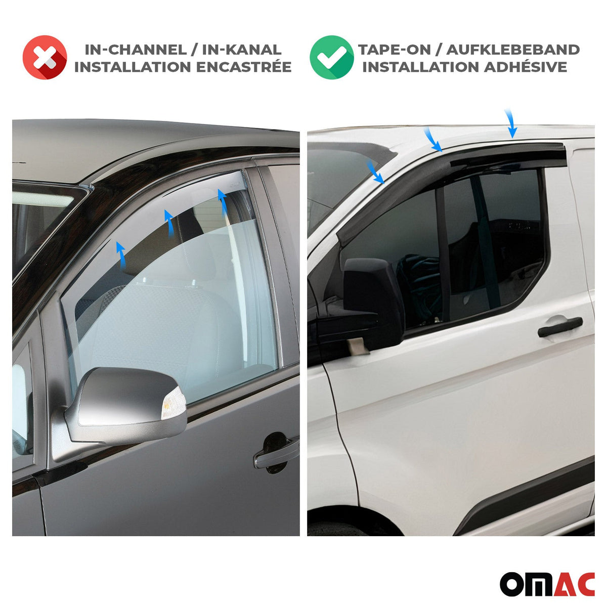 4x Windabweiser Regenabweiser für Hyundai Tucson III 2015-2020 Acryl Dunkel
