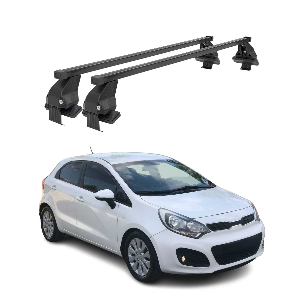 Menabo Dachträger Grundtäger für Kia Rio Schrägheck 2011-2017 50kg Stahl Schwarz