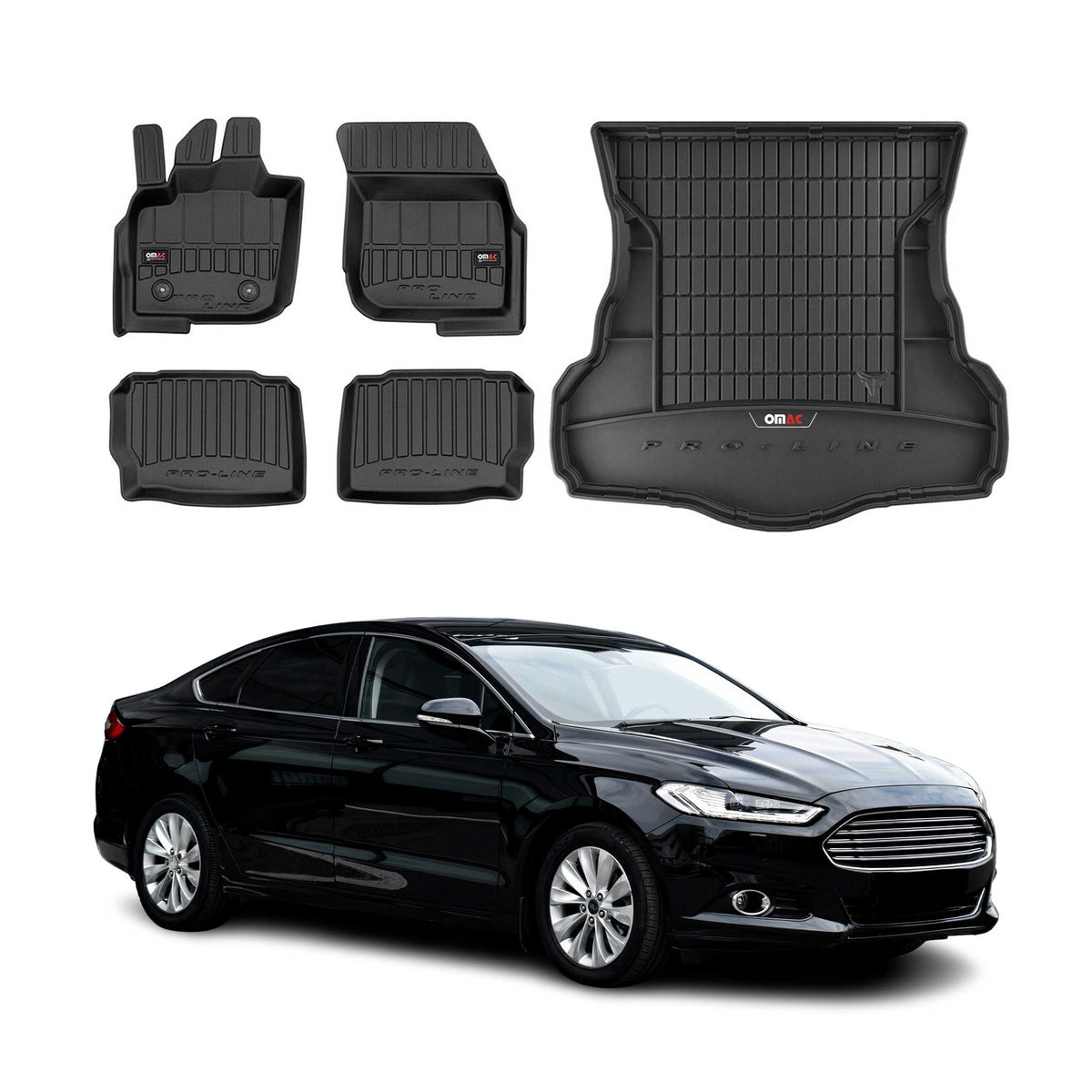 OMAC Fußmatten & Kofferraumwanne Set für Ford Mondeo mk5 2014-2022 Gummi 5x