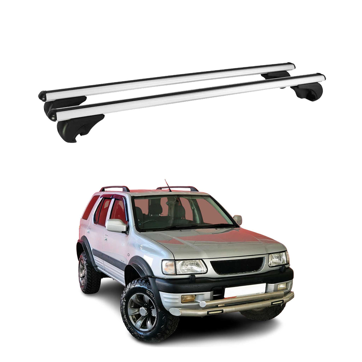 Dachträger Grundtäger für Opel Frontera B 1998-2004 75kg Aluminium Silber 2 tlg Namma Markt