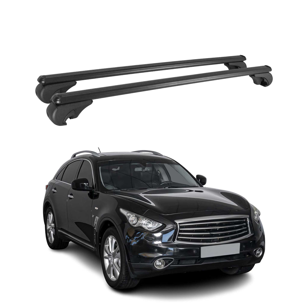 Dachträger für Infiniti QX70 2013-2021 Gepäckträger Grundträger Alu Schwarz 2x