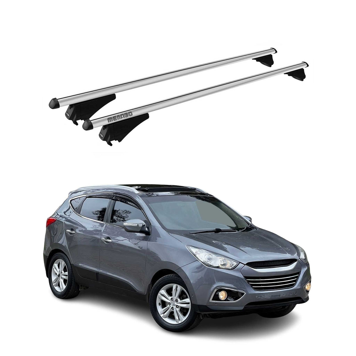Menabo Dachträger Grundtäger für Hyundai iX35 2010-2015 75kg Alu Silber 2 tlg