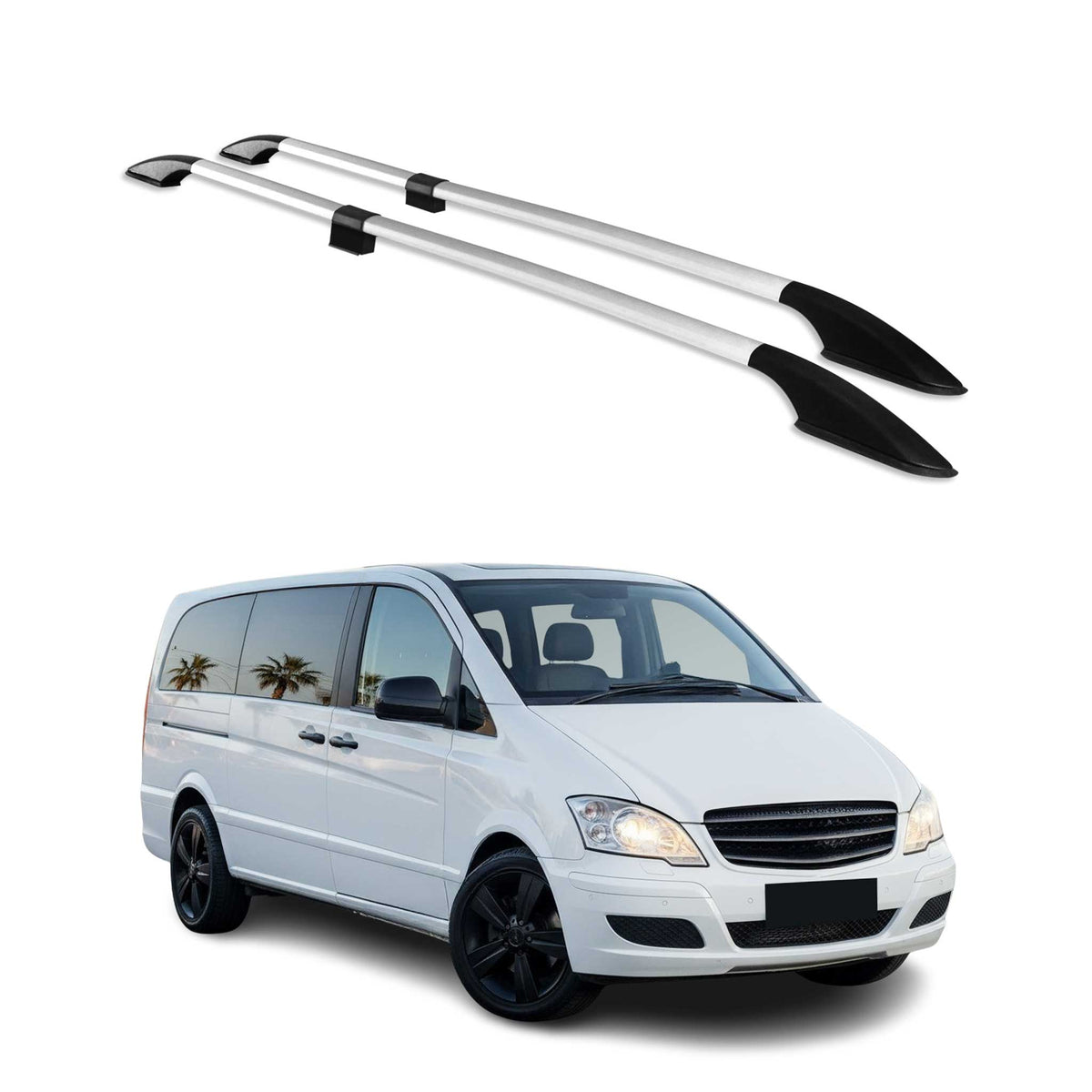 Dachreling für Mercedes Viano W639 2003-2014 L2 Lang Aluminium Silber
