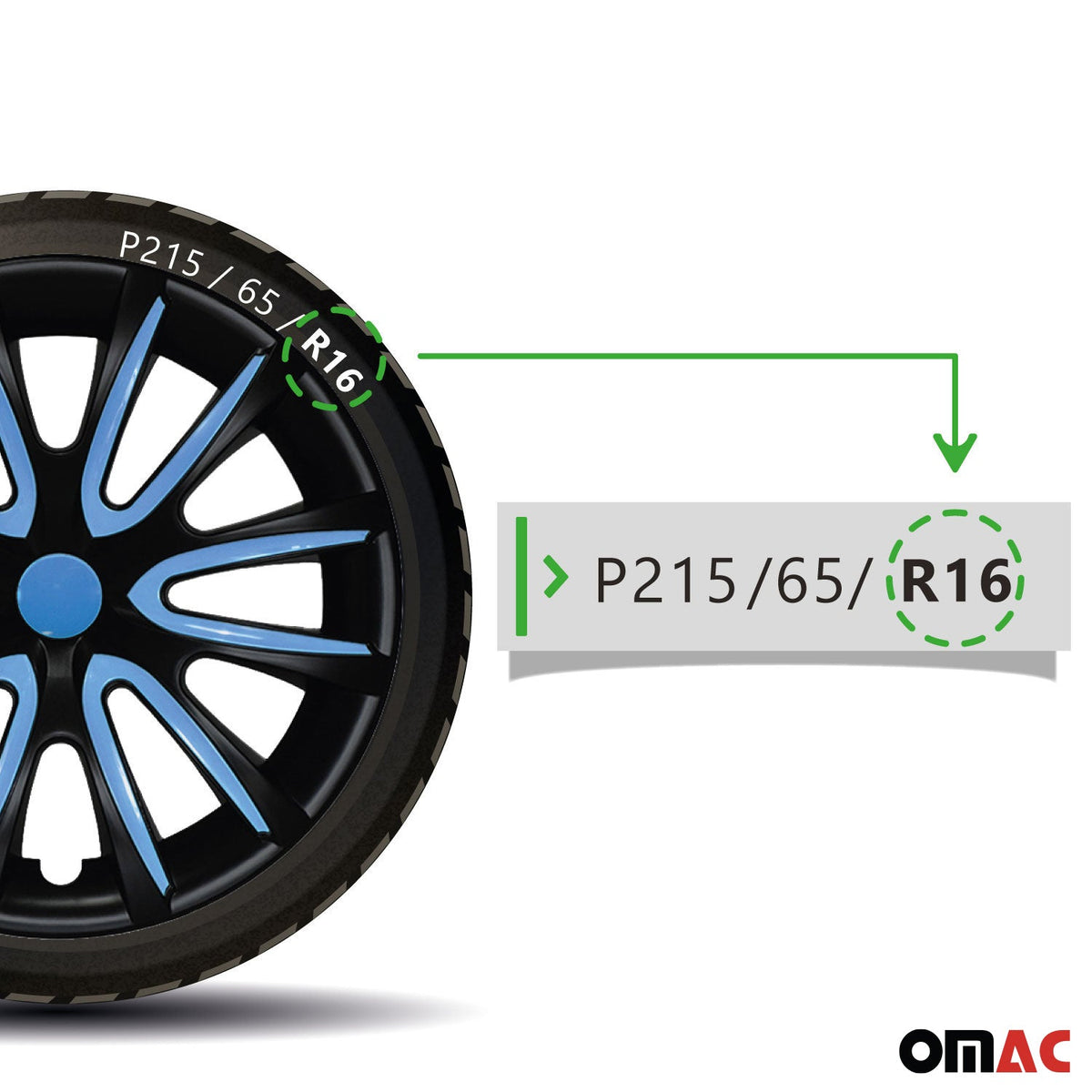 4x Radkappen Radzierblende Radblenden für 16" Zoll Stahlfelgen Matt Schwarz Blau
