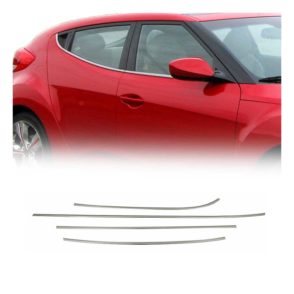 Fensterleisten Zierleisten für Hyundai Veloster 2011-2019 Edelstahl Chrom 4tlg