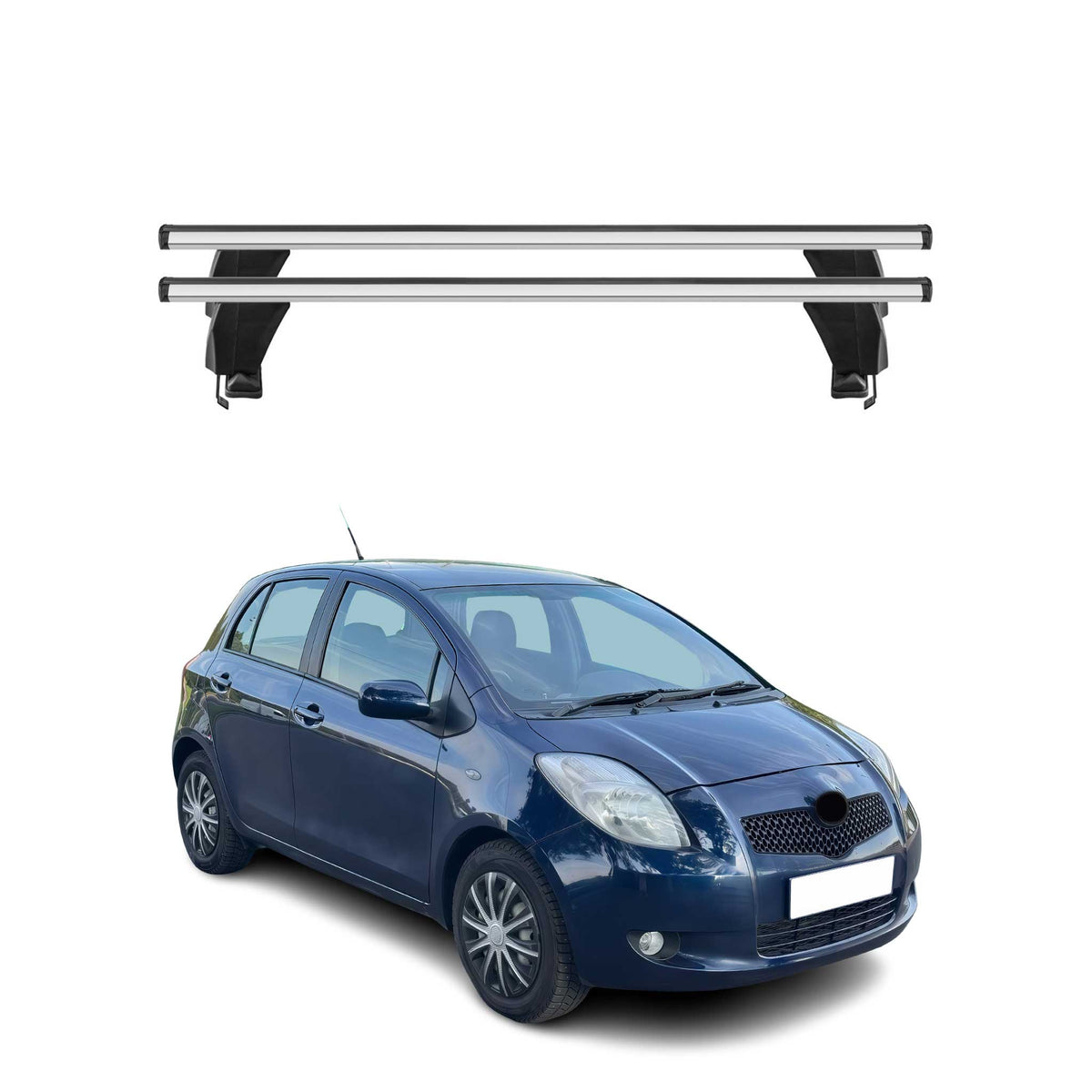 Menabo Dachträger Grundtäger für Toyota Yaris 2005-2011 50kg Alu Silber 2 tlg
