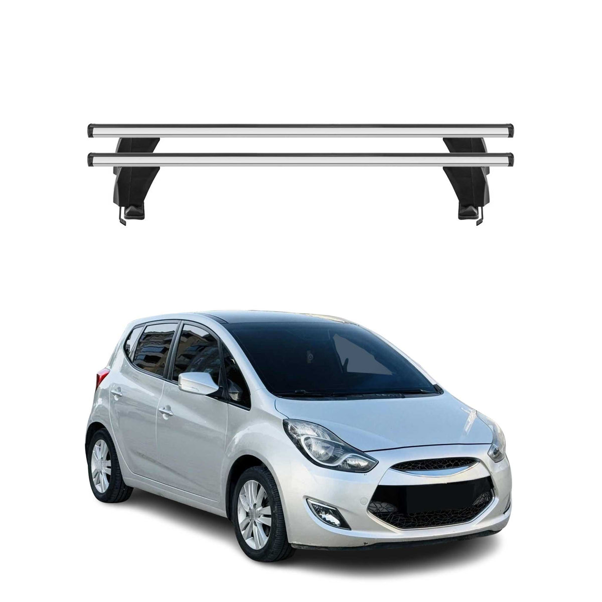 Menabo Dachträger Grundtäger für Hyundai ix20 2010-2015 50kg Alu Silber 2 tlg