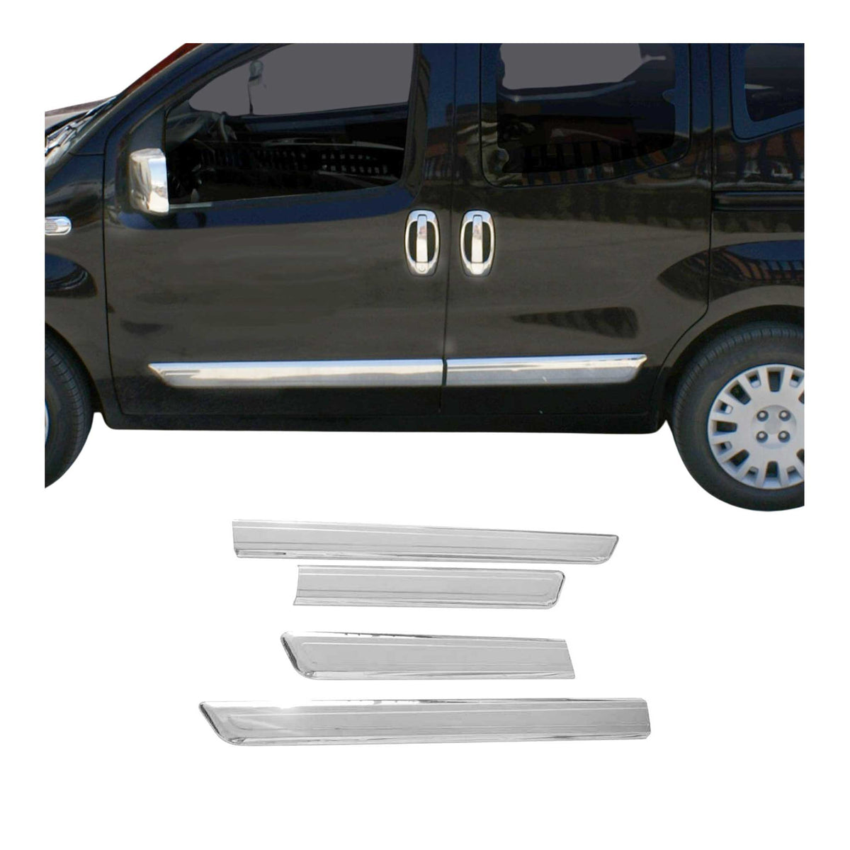 Seitentürleiste Türleisten Türschutzleiste für Peugeot Bipper 2008-2024 Chrom 4x