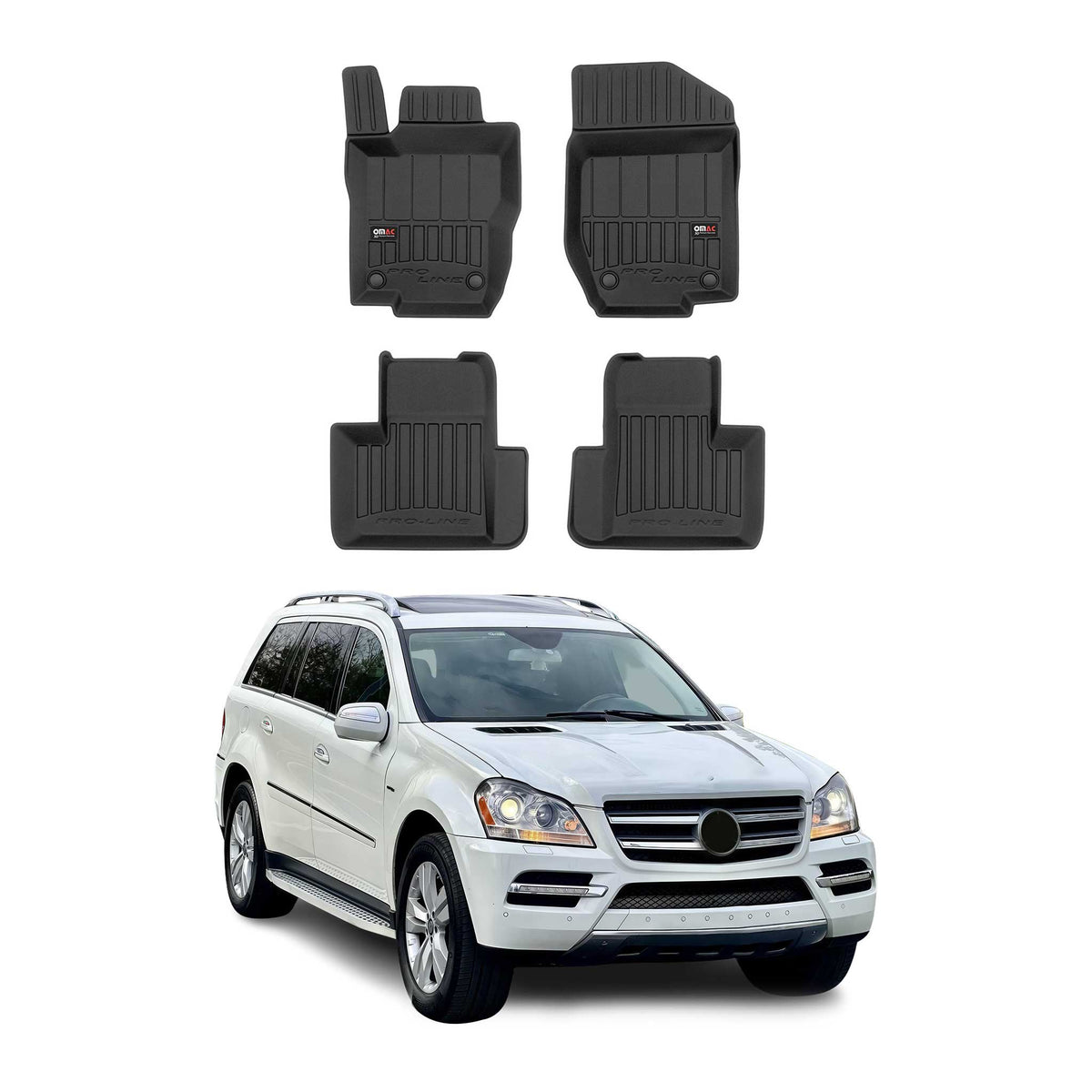 OMAC Gummi Fußmatten für Mercedes GL Klasse X164 2006-2012 Premium TPE 4x