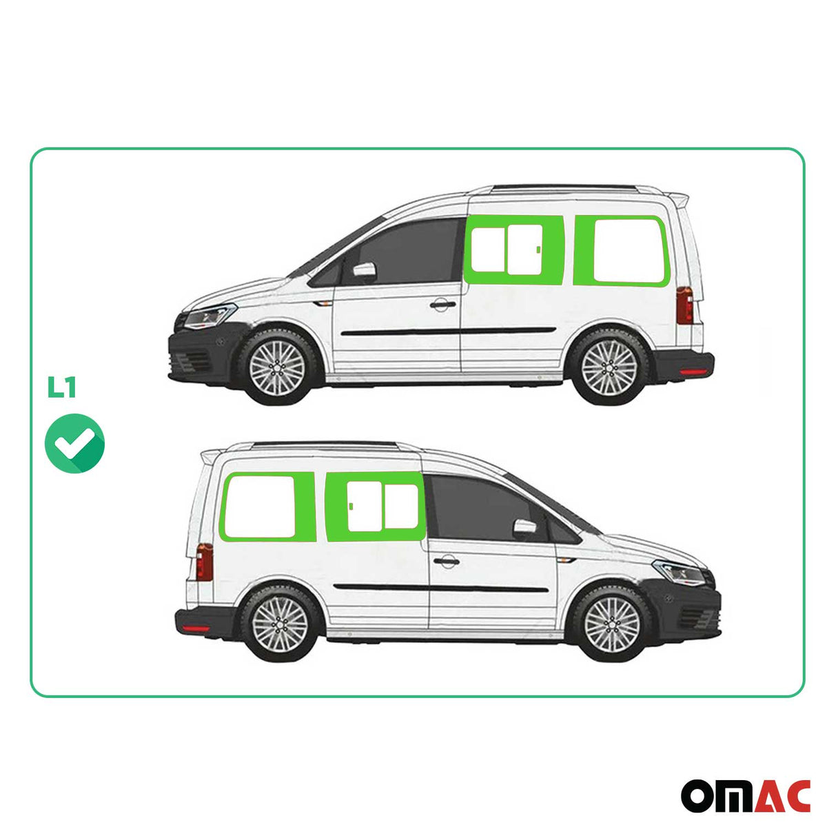 Seitenfenster Schiebefenster VW Caddy 2003-2020 Autoglas Links Rechts Set 4x L1
