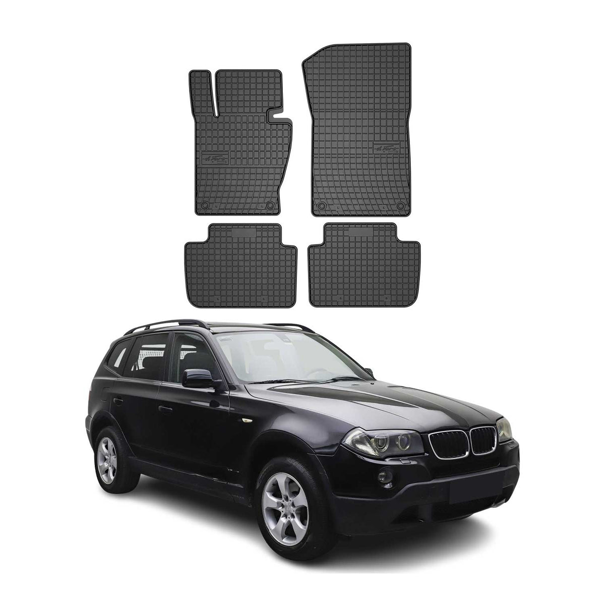 OMAC Gummi Fußmatten für BMW X3 E83 2003-2010 Automatten Gummi Schwarz 4tlg