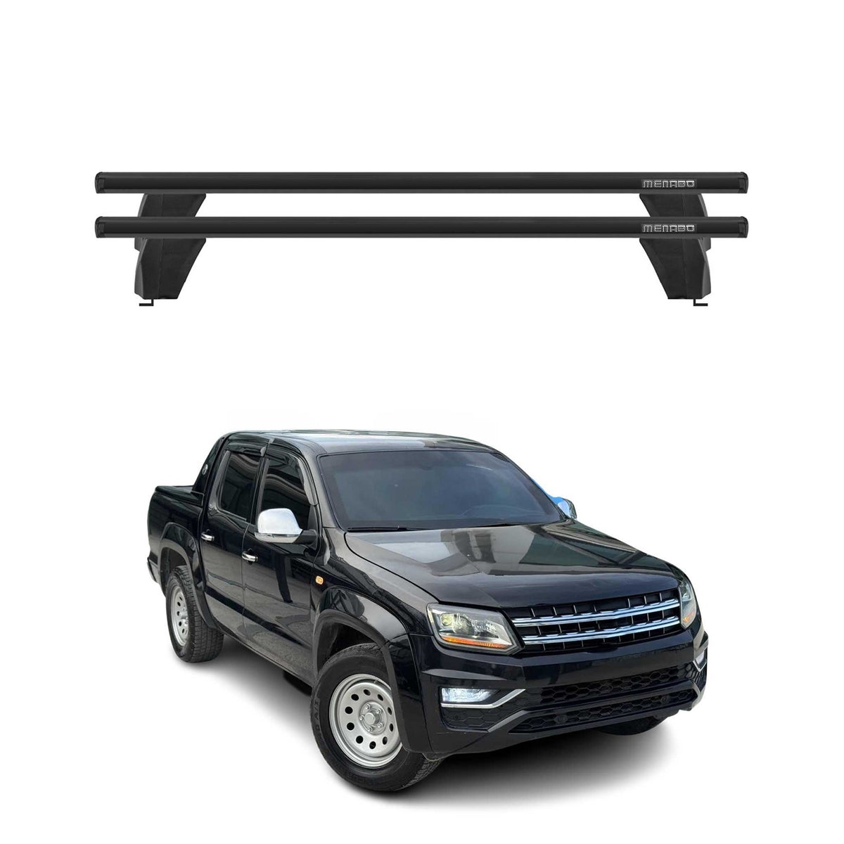 Menabo Dachträger Grundtäger für VW Amarok mk1 2010-2016 Pre-FL 75kg Alu Schwarz