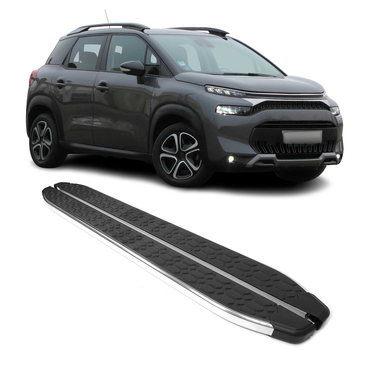 Trittbretter Seitenschweller für Citroen C3 Aircross C4 Cactus Schwarz Grau