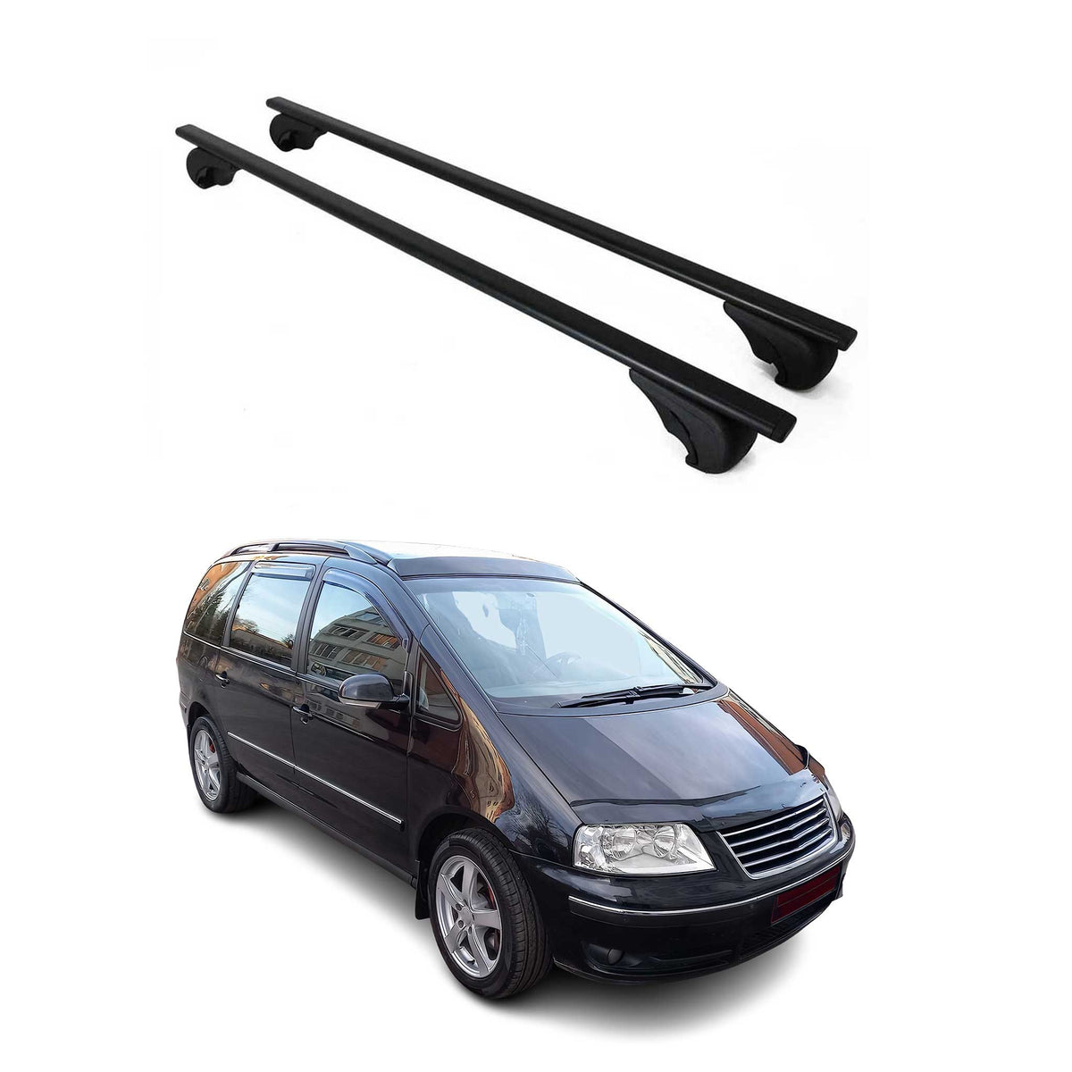 Dachträger Grundträger für VW Sharan 7M 1995-2010 75kg Stahl Schwarz 2 tlg