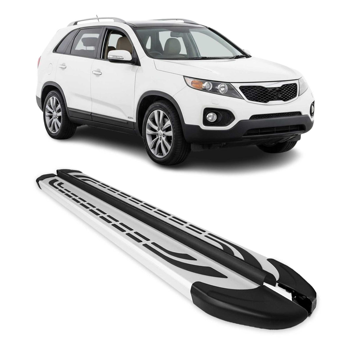 Trittbretter Seitenschweller Seitenbretter für Kia Sorento 2009-2013 Alu Grau