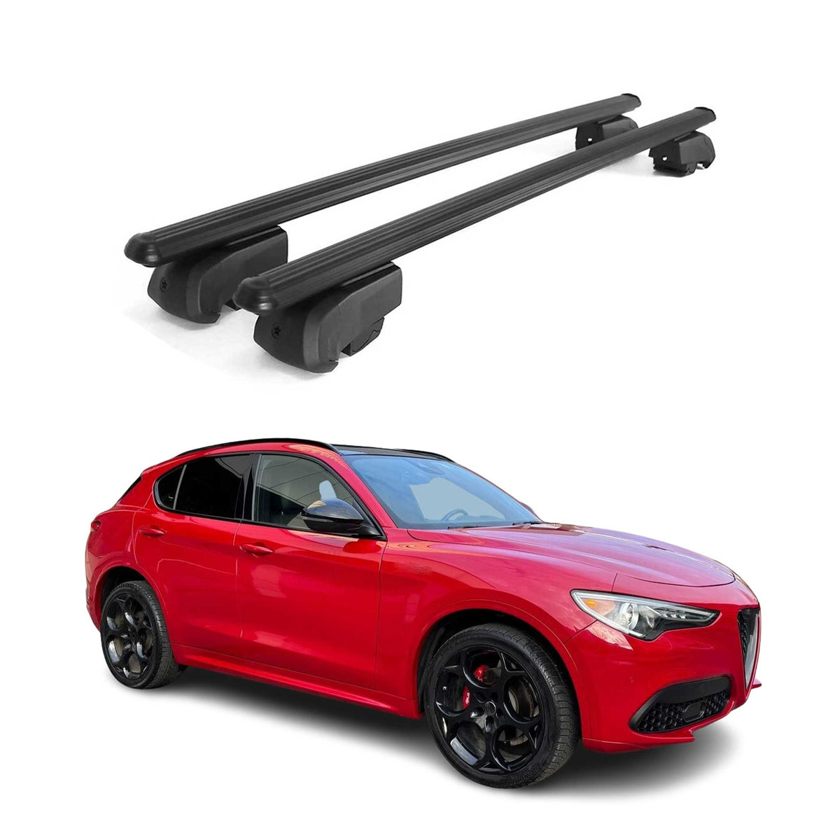 Dachträger Grundtäger für Alfa Romeo Stelvio 2017-2026 75kg Alu Schwarz 2 tlg