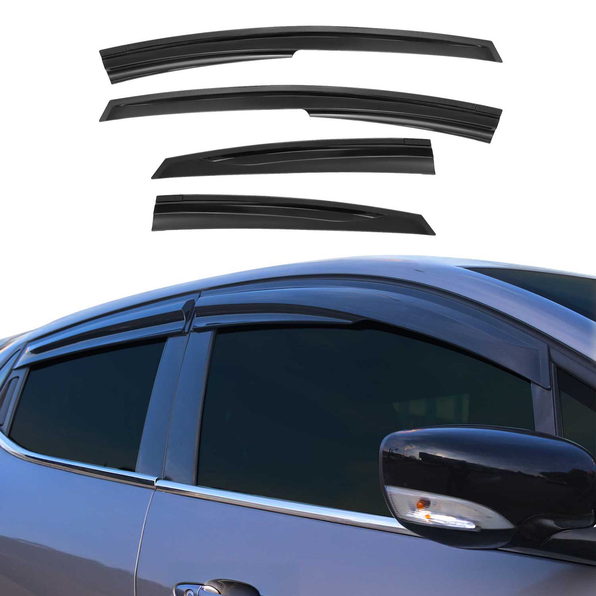 4x Windabweiser Regenabweiser für Toyota Prius 2012-2015 Acryl Dunkel