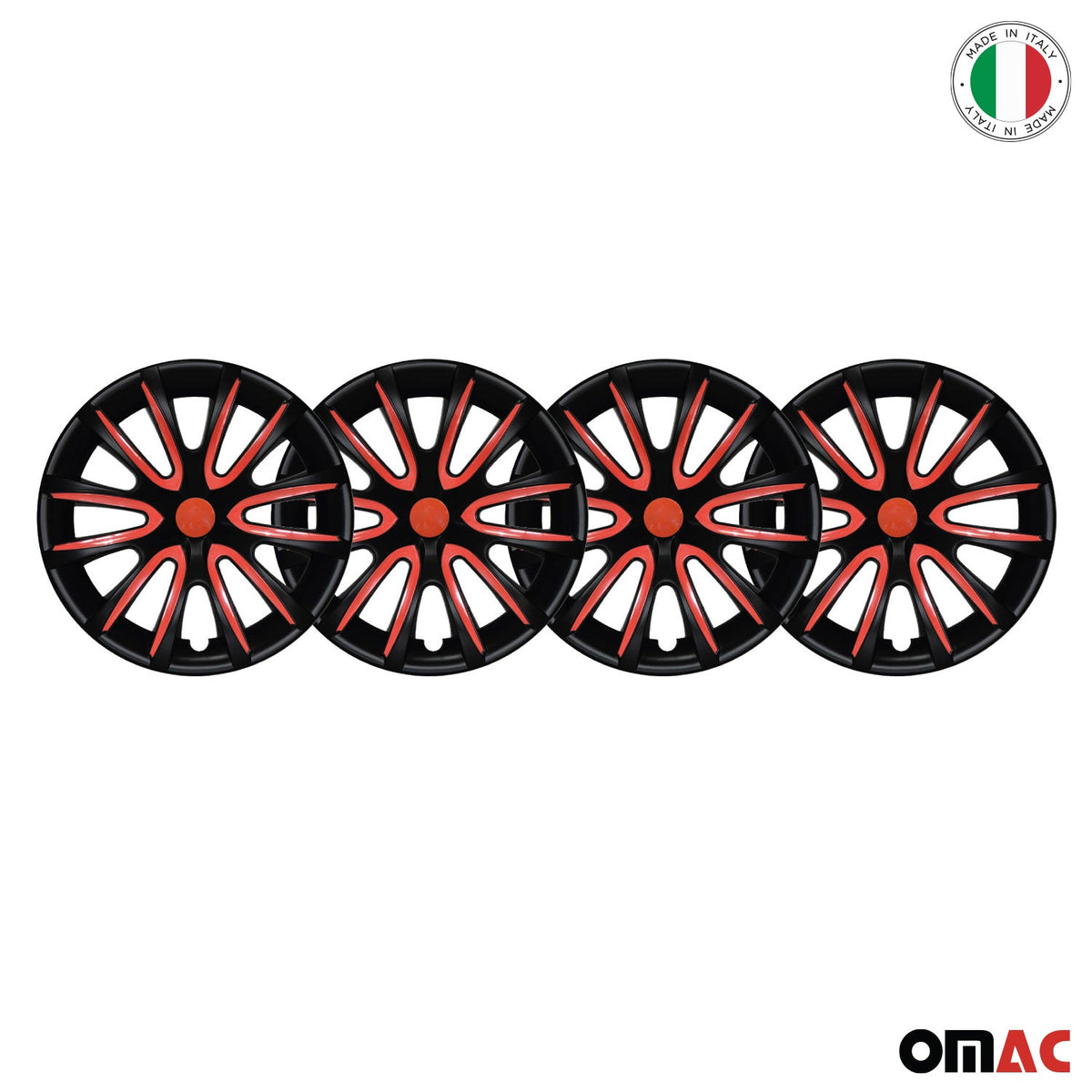 4x Radblenden Radkappen Radzierblenden für 14" Zoll Stahlfelgen Schwarz Rot