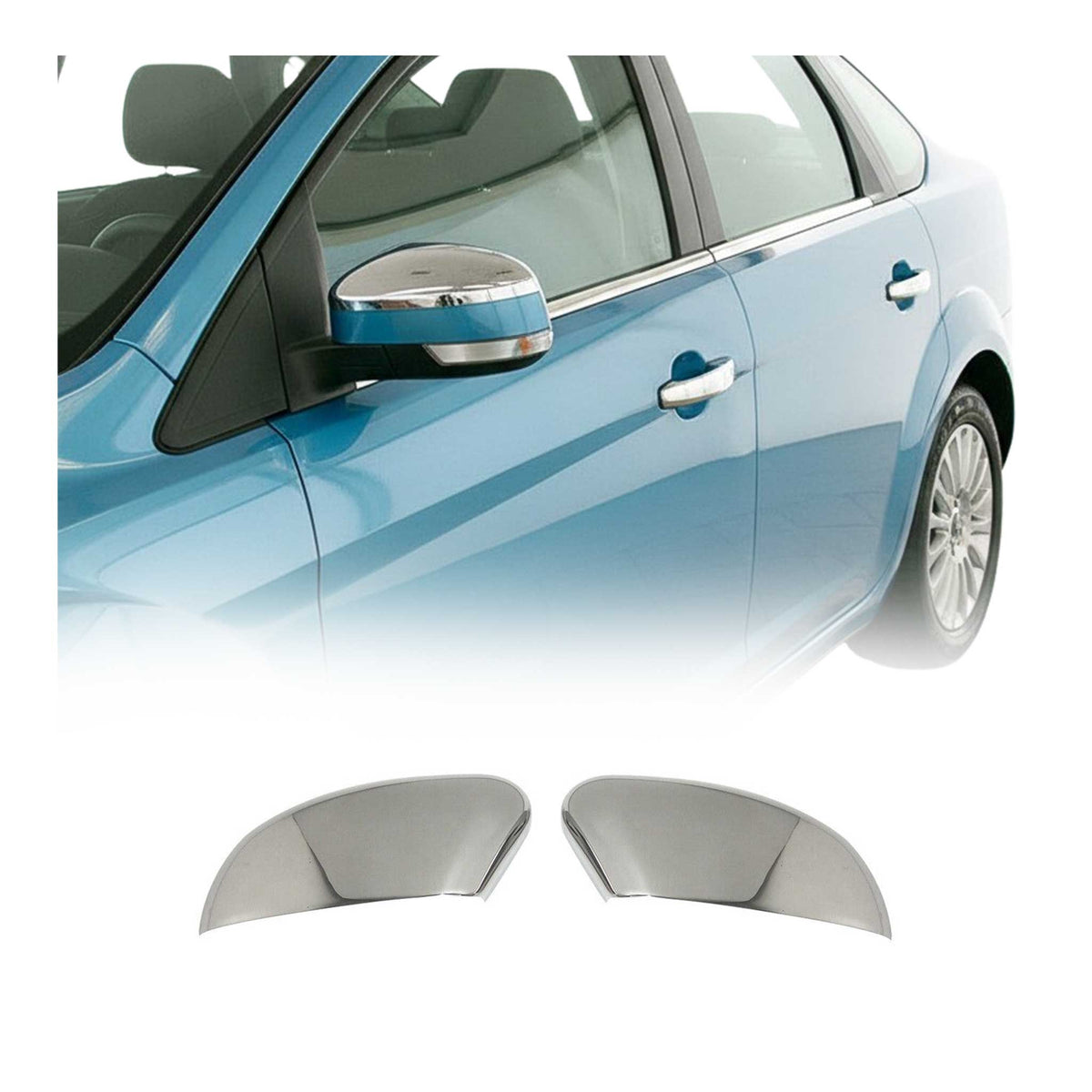 Spiegelkappen Spiegelabdeckung für Ford Focus 2004-2012 Edelstahl Chrom 2tlg