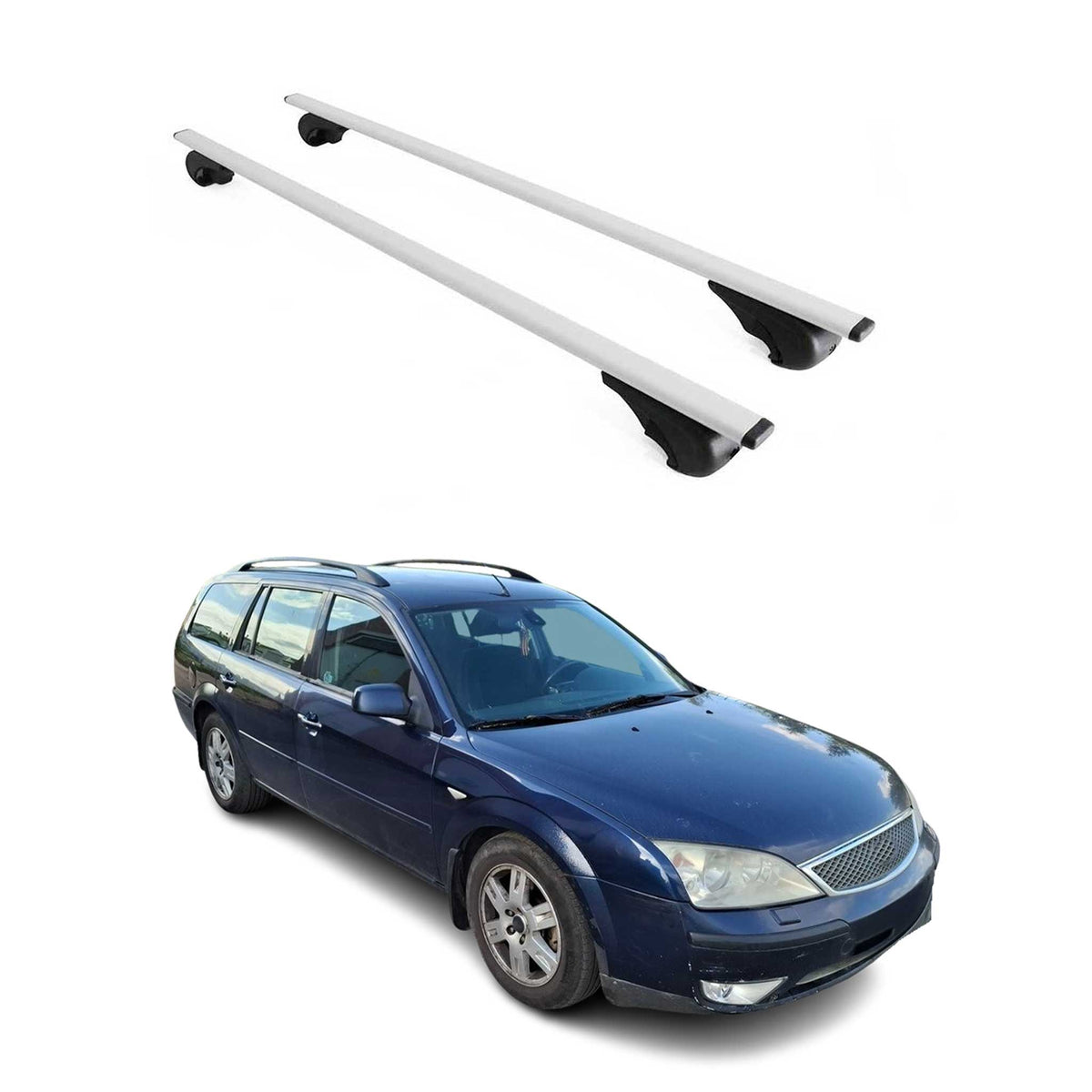 Dachträger Grundträger für Ford Mondeo Turnier 2000-2007 75kg Stahl Silber 2 tlg