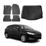 Fußmatten & Kofferraumwanne Set für Ford Focus mk3 2011-2018 Fünftürer Gummi 5x