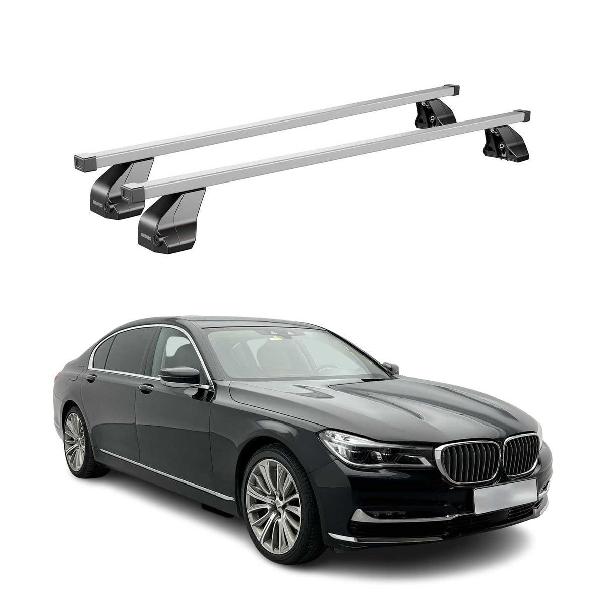 Menabo Dachträger Grundtäger für BMW 7er G11 G12 2015-2022 75kg Stahl Silber 2x
