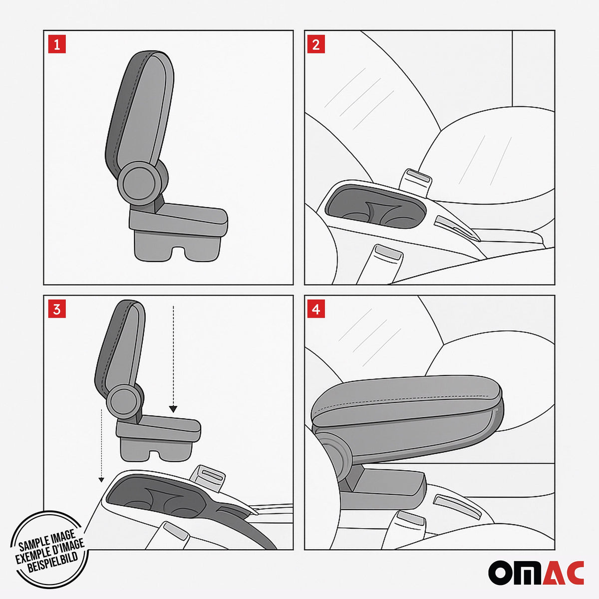 Mittelarmlehne Armlehne für Skoda Rapid Limo 2012-2019 PU-Leder ABS Grau