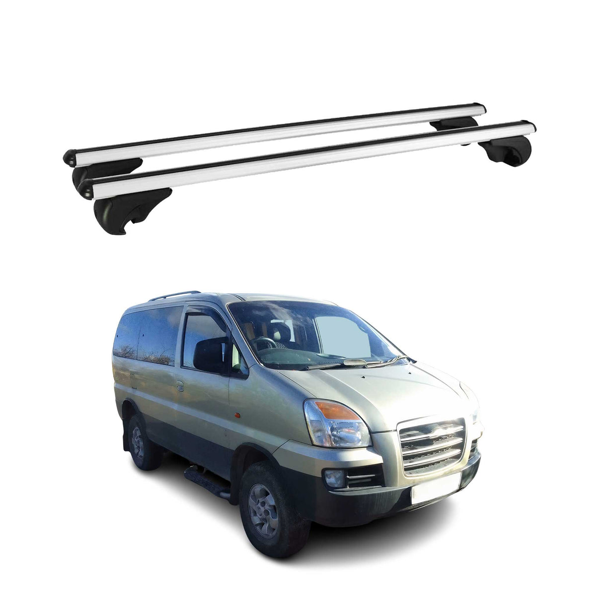Dachträger Grundtäger für Hyundai H1 Starex 1999-2007 75kg Alu Silber 2 tlg