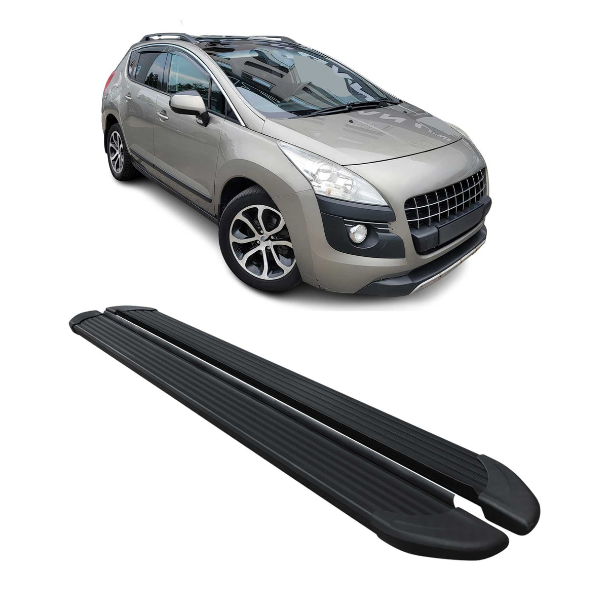 Seitenschweller Trittbretter Schweller für Peugeot 3008 2009-2016 Alu Schwarz