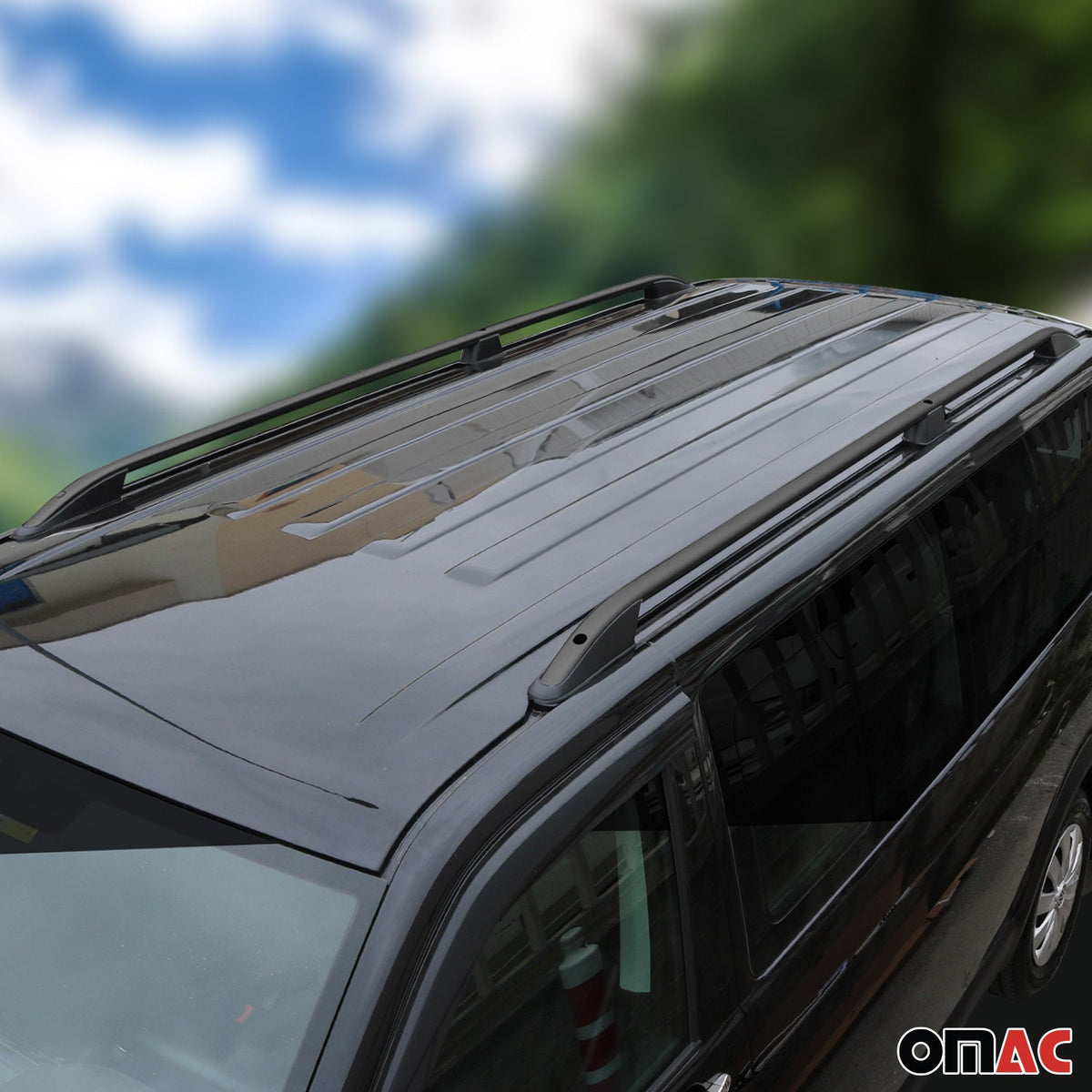 Dachreling Dachgepäckträger für Ford Connect 2002-2013 L2 Langer Alu Schwarz 2x