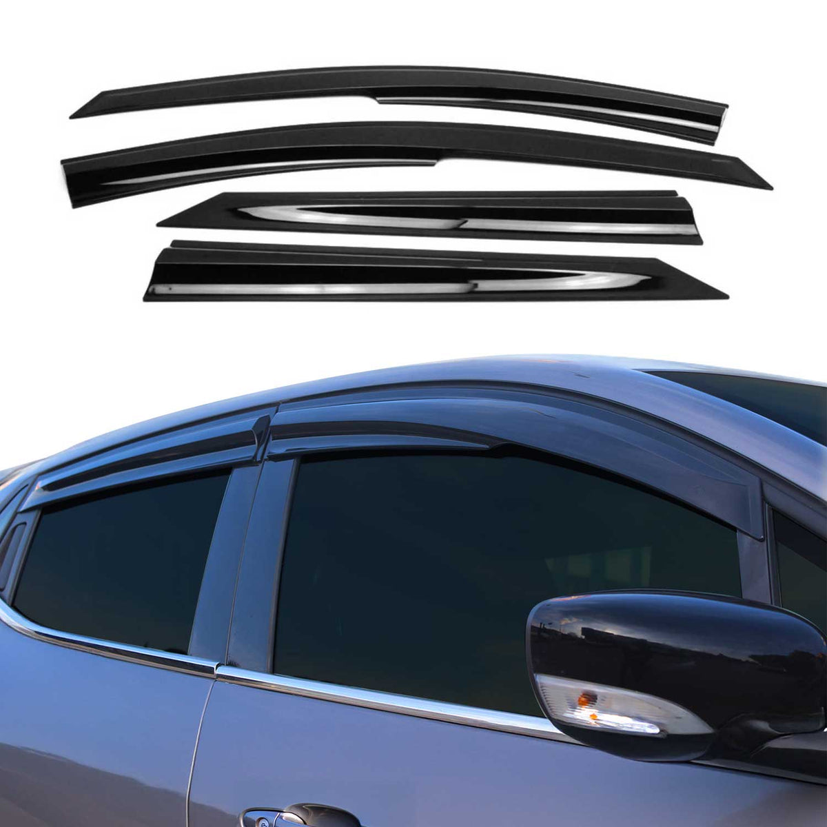 4x Windabweiser Regenabweiser für VW Passat B8 2015-2019 Acryl Dunkel