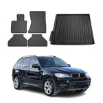Fußmatten & Kofferraumwanne Set für BMW X5 E70 2006-2013 Gummi Schwarz TPE 5x
